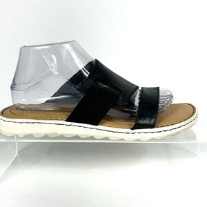 Born Size 9 Strappy Slides Black Tan Sandals Leather Slip On Oceana Womens